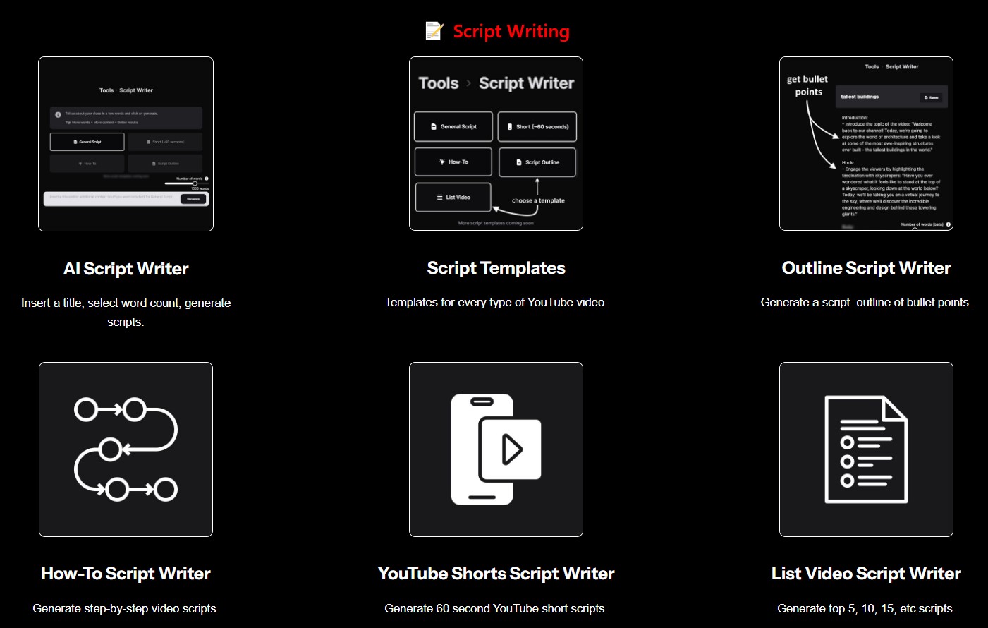 Script Writing - Tubemagic Review Features